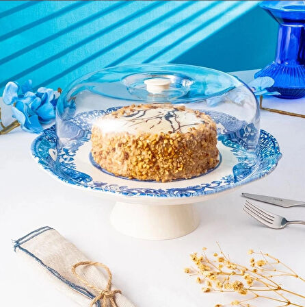 Fecra Vintage Blue Kek Sunum Tabağı