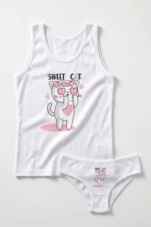 Öts Kız Çocuk 3'lü Pamuklu Atlet Boxer, Külot Takım Renkli Premium Günlük Kullanım (K500)