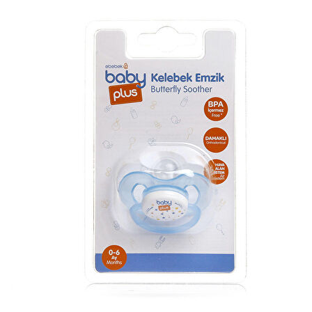 baby plus  Tekli Damaklı Mavi Bebek Emzik 0-6 Ay