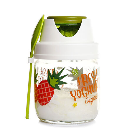 baby plus  Desenli Meyve-Salata-Yoğurt Bebek Saklama Kavanozu 425 ml