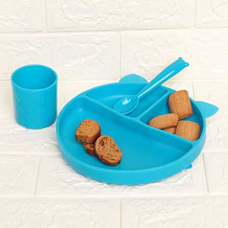 baby plus Vakum Tabanli Silikon Tabak - Ocean Blue