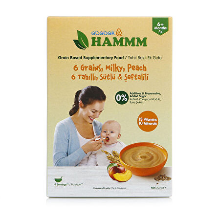 Hammm Süt - Şeftali - Tahıl Prebiyotik Kaşık Maması 200 gr