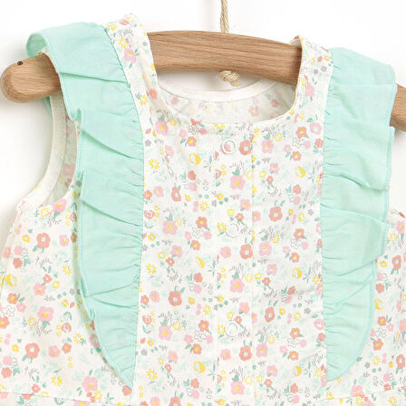 Bebbek Colorful World Çiçekli Fırfırlı Barbatöz Kız Bebek