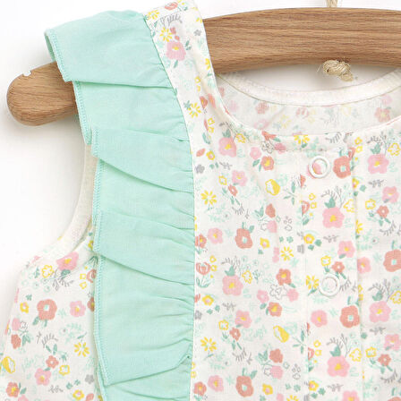 Bebbek Colorful World Çiçekli Fırfırlı Barbatöz Kız Bebek