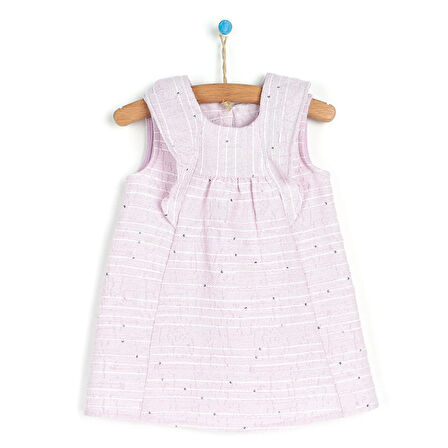 HelloBaby Kız Bebek Elbise Çıtçıtlı Hello Summer Bisiklet Yaka Kısa Kol Lila