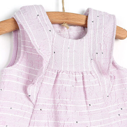 HelloBaby Kız Bebek Elbise Çıtçıtlı Hello Summer Bisiklet Yaka Kısa Kol Lila