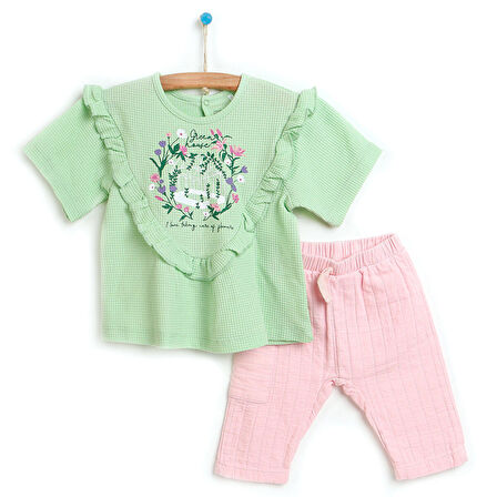 HelloBaby Botanical Garden Bluz – Pantolon Kız Bebek