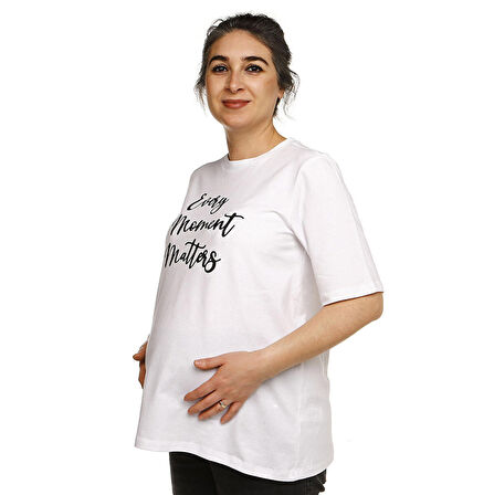 baby mom Black And White Hamile Kısa Kol Tshirt