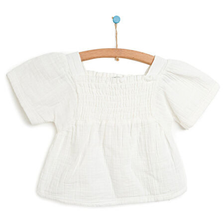 HelloBaby Basic Balon Kollu Poplin Bluz Kız Bebek