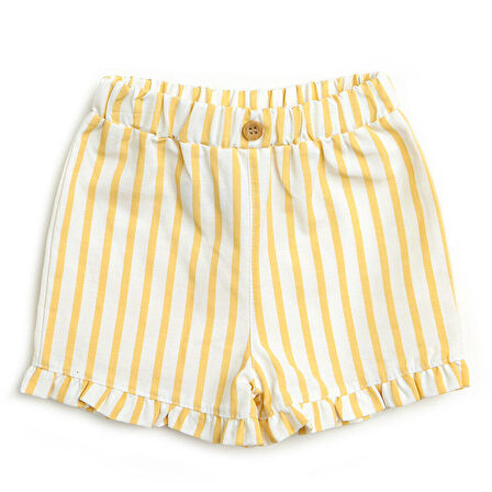 HelloBaby Basic Kız Bebek Sarı Çizgili Bermuda Şort Kız Bebek