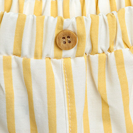 HelloBaby Basic Kız Bebek Sarı Çizgili Bermuda Şort Kız Bebek