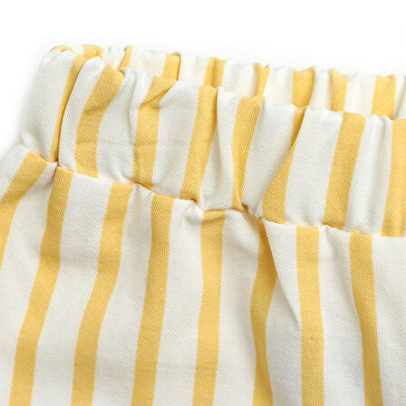 HelloBaby Basic Kız Bebek Sarı Çizgili Bermuda Şort Kız Bebek