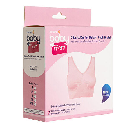 baby mom Dikişsiz Pedli Dantel Detaylı Bralet