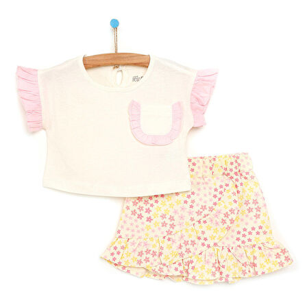 HelloBaby Cheerful Summer Flowers Bluz-Etek Kız Bebek