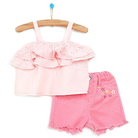 HelloBaby Cheerful Summer Flowers Bluz-Şort Kız Bebek