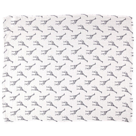 Momeasy Pamuklu Zürafa 100x120 cm Bebek Battaniyesi Gri