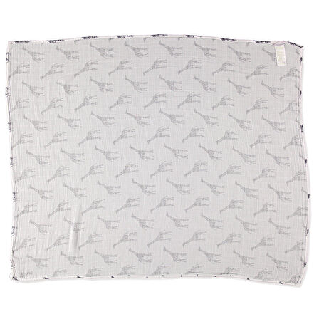 Momeasy Pamuklu Zürafa 100x120 cm Bebek Battaniyesi Gri
