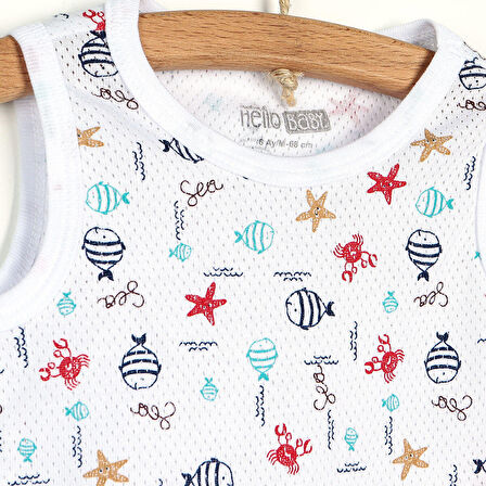 HelloBaby 2li Jakarlı Balık Desen Atlet Body Erkek Bebek