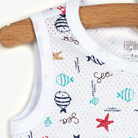 HelloBaby 2li Jakarlı Balık Desen Atlet Body Erkek Bebek