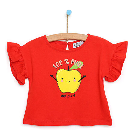 HelloBaby Basic Baskılı Fırfırlı Tshirt Kız Bebek