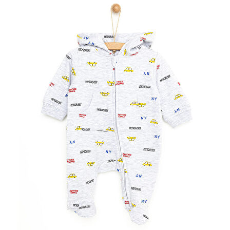 HelloBaby Yenidoğan Kapüşonlu Nakışlı Patikli Tulum Unisex