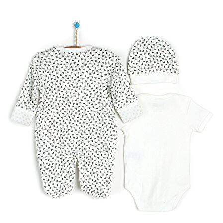 HelloBaby Stone Yenidoğan Organik Tulum-Body-Şapka Unisex