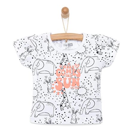 HelloBaby Basic Hayvan Baskılı Tshirt Kız Bebek