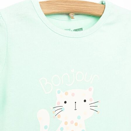 HelloBaby Basic Renkli Kedi Baskılı Tshirt Kız Bebek