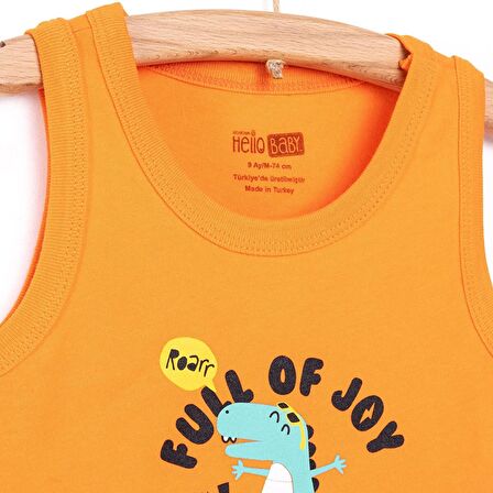 HelloBaby Basic Sevimli Dinozor Baskılı Tshirt Erkek Bebek