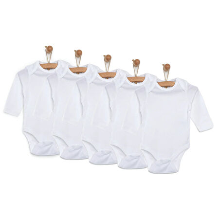 HelloBaby Beyaz Body Uzun Kol 5'li