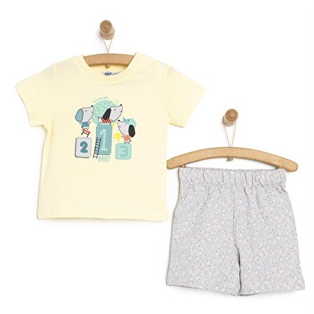 HelloBaby Basic Yarış Baskılı Tshirt-Şort Erkek Bebek