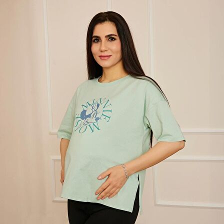 baby mom Mickey&Minnie Mouse Hamile Kısa Kol Tshirt Anne Giyim