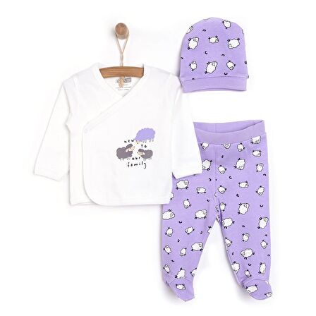 HelloBaby Yenidoğan Zıbın-Şapka-Patikli Alt Kız Bebek