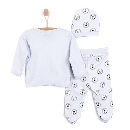 HelloBaby Yenidoğan Zıbın-Şapka-Patikli Alt Erkek Bebek