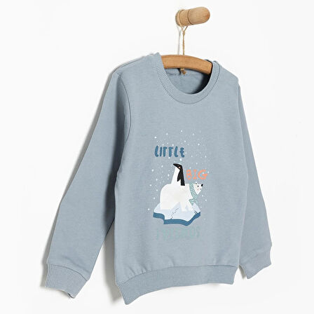 HelloBaby Basic Az Şardonlu Kutup Ayısı Desenli Sweatshirt Erkek Bebek