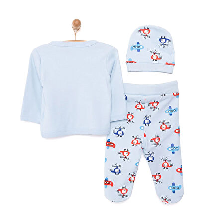 HelloBaby Yenidoğan Zıbın-Şapka-Patikli Alt Erkek Bebek