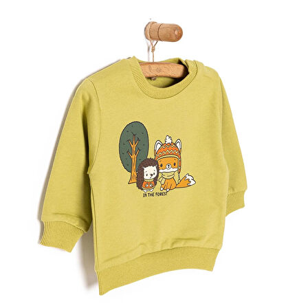 HelloBaby Basic Az Şardonlu Tilki Desenli Sweatshirt Erkek Bebek