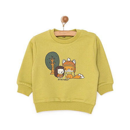 HelloBaby Basic Az Şardonlu Tilki Desenli Sweatshirt Erkek Bebek