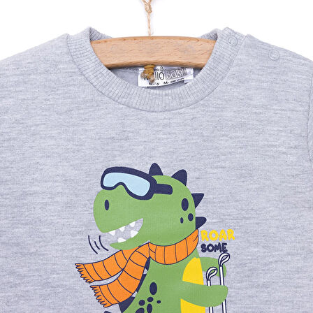 HelloBaby Basic Az Şardonlu Dinozor Desenli Sweatshirt Erkek Bebek