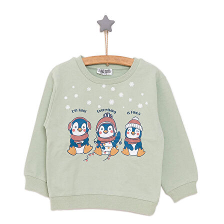 HelloBaby Basic Az Şardonlu Penguen Desenli Sweatshirt Kız Bebek