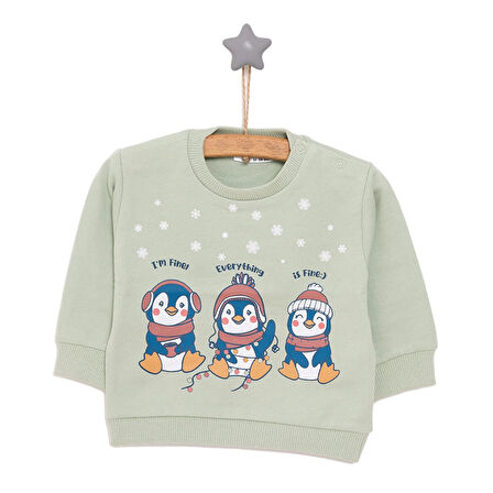 HelloBaby Basic Az Şardonlu Penguen Desenli Sweatshirt Kız Bebek