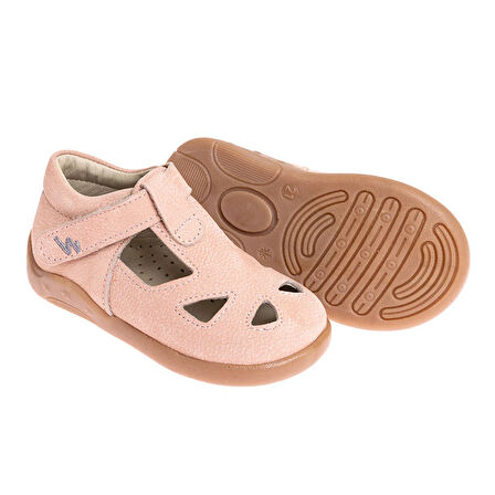 BabyWalk Kız Bebek Sandalet Suni Deri Pudra