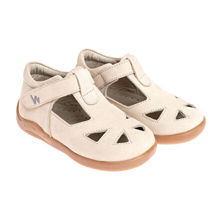 BabyWalk Unisex Sandalet Suni Deri Bej