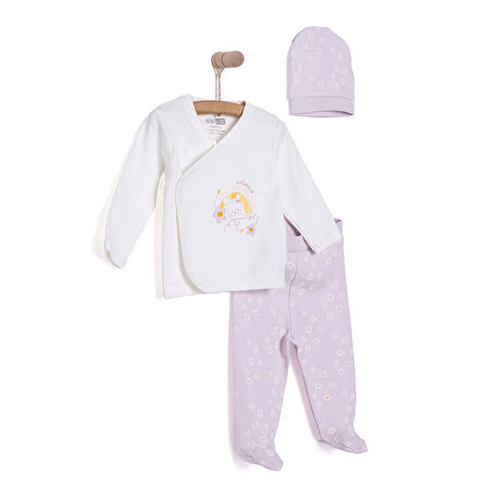 HelloBaby Yenidoğan Zıbın-Şapka-Patikli Alt Kız Bebek