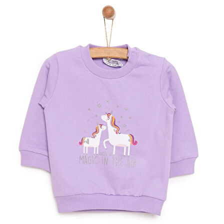 HelloBaby Basic Az Şardonlu Unicorn Desenli Sweatshirt Kız Bebek