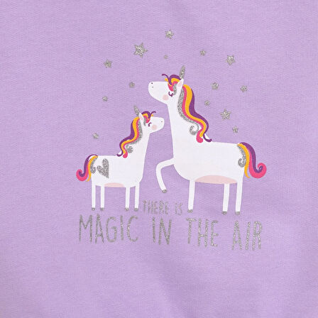 HelloBaby Basic Az Şardonlu Unicorn Desenli Sweatshirt Kız Bebek