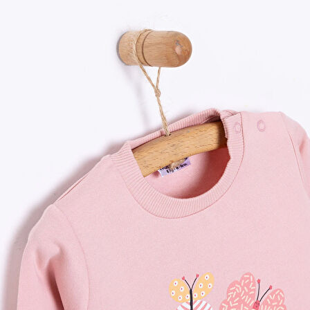 HelloBaby Basic Az Şardonlu Kelebek Desenli Sweatshirt Kız Bebek