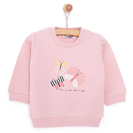 HelloBaby Basic Az Şardonlu Kelebek Desenli Sweatshirt Kız Bebek