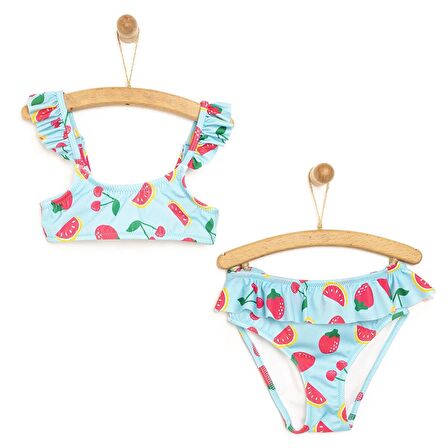 HelloBaby Fırfırlı Meyve Desenli Bikini Takımı Kız Bebek