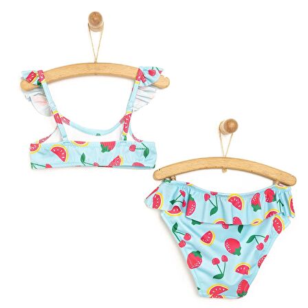 HelloBaby Fırfırlı Meyve Desenli Bikini Takımı Kız Bebek